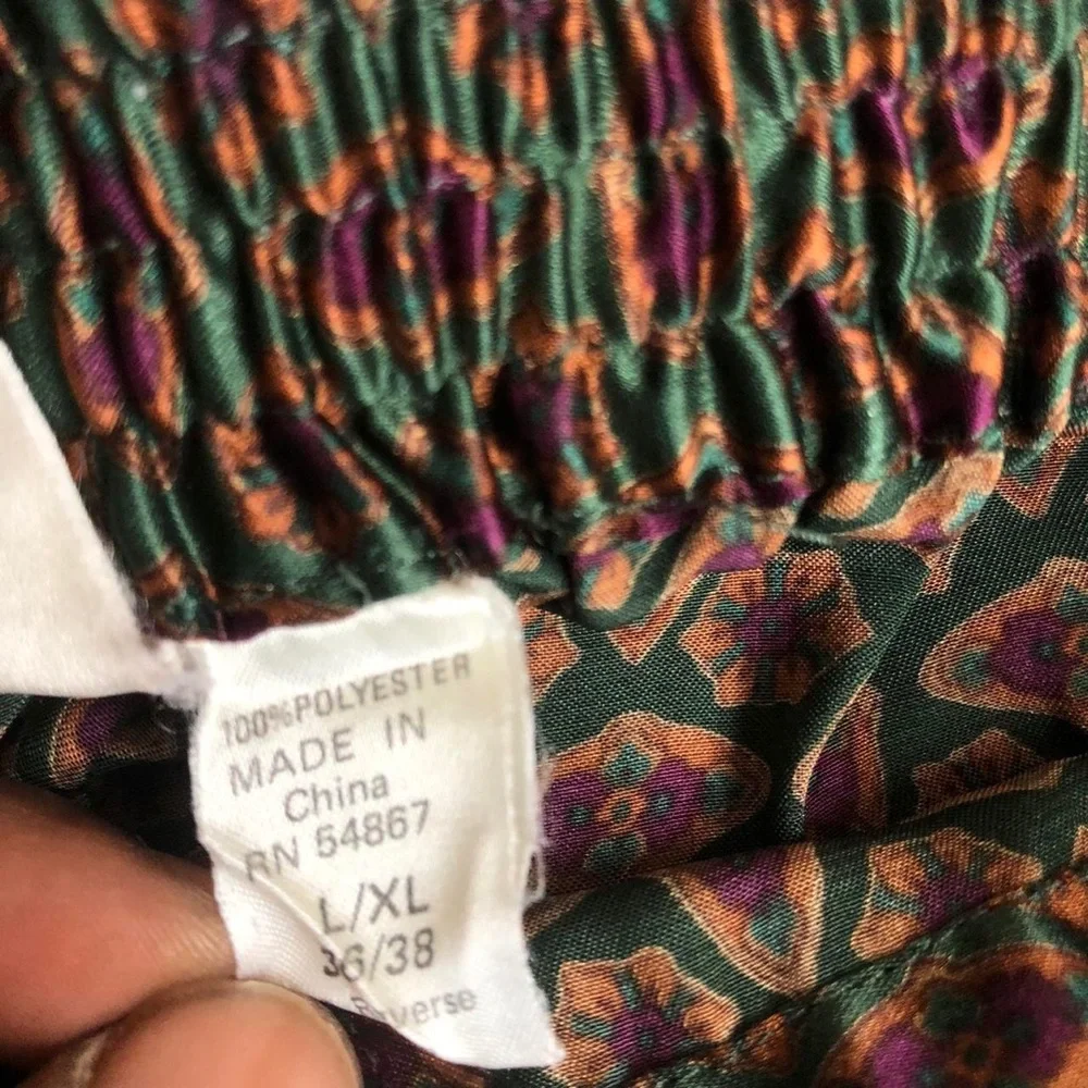 90s Vintage Silky Polyester Sleep Shorts Boxers Paisley Romantic Elastic L / XL